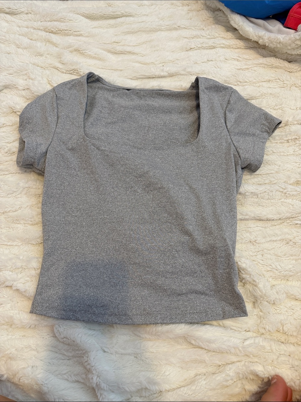 SHEIN Gray Square-Neck Short Sleeve Top